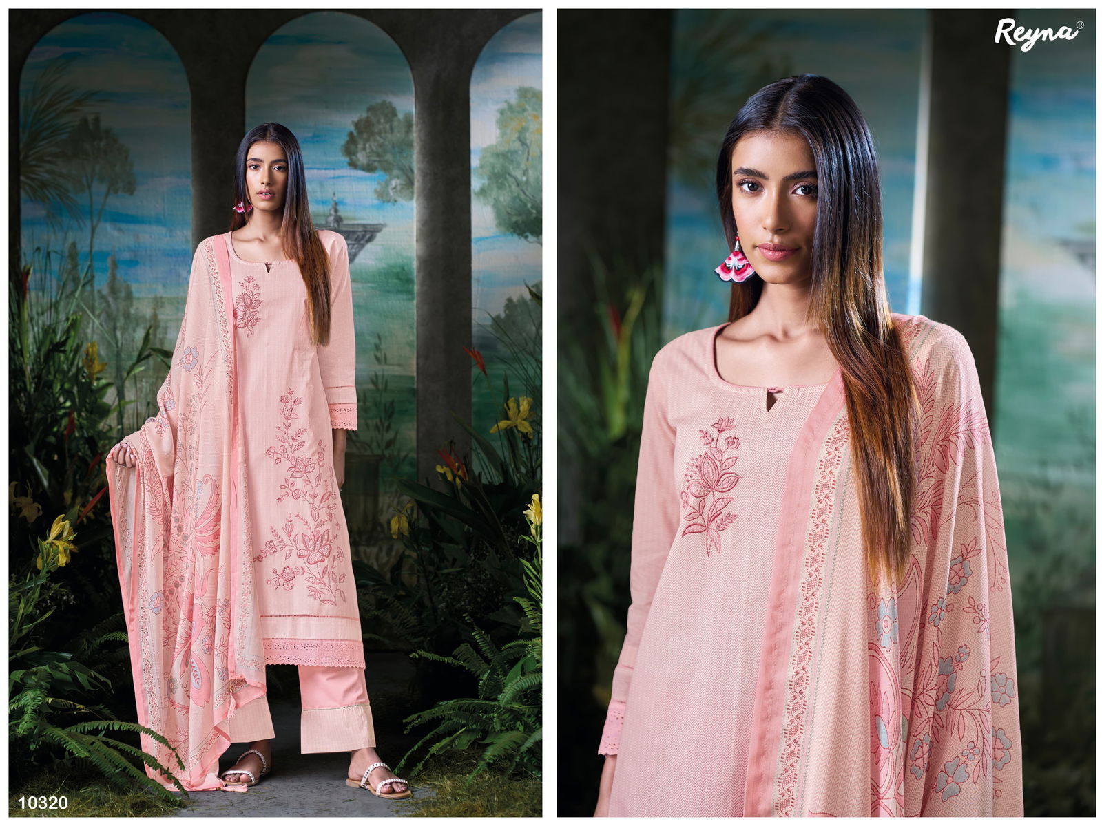 Aura By Reyna Cotton Printed Embroidery Dress Material Orders In India